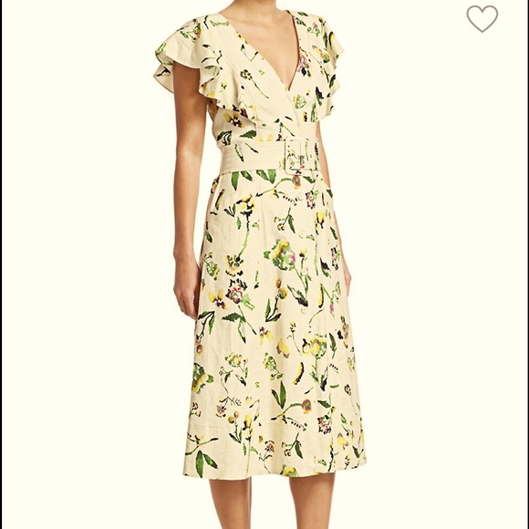 Tanya Taylor Inez Ivory Floral Belted 